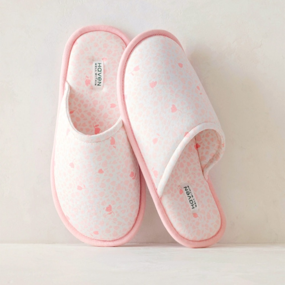 NEW NWT Haven Well Within Pink Tulip Womens Slippers Size Large L Organic